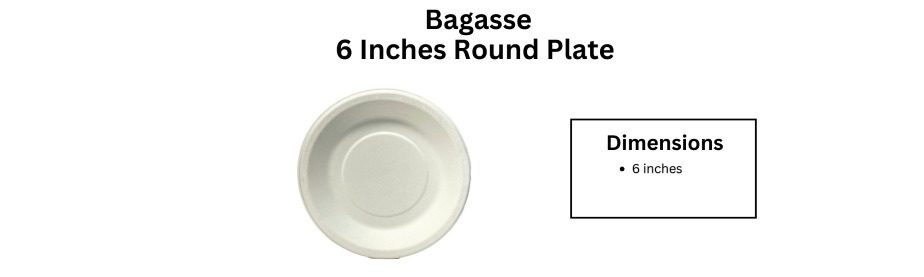 BAGASSE 6 INCHES ROUND PLATE